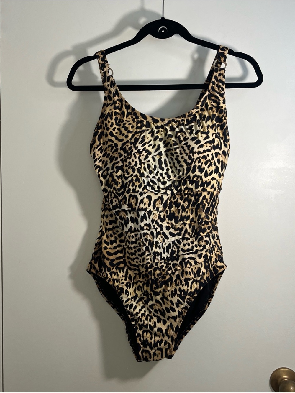 Calvin Klein Leopard Print One-Piece Swimsuit Sz 12 Beach Poolside Vacay Resort